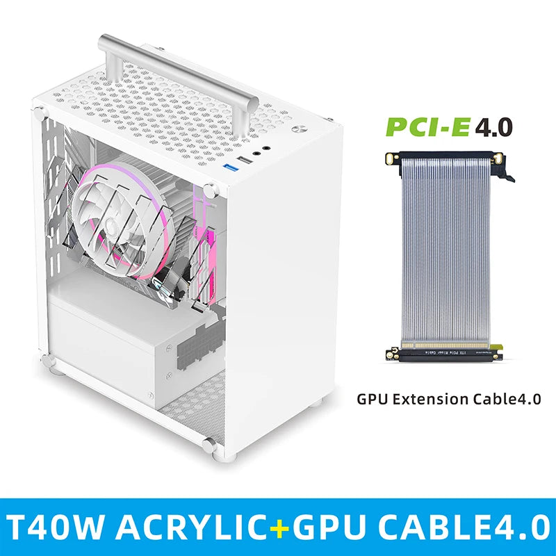 METALFISH T40 Mini ITX Case 7L Acrylic Or Mesh Side Panel and Portable Handle Support SFX PSU/206mm GPU