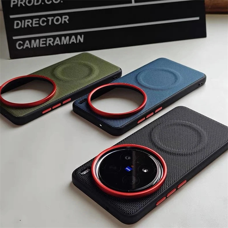 Magnetic Nylon Woven Case for Vivo X200/X200 Pro Mini/X200 Ultra/X300 Pro Matte Leather Skin-Friendly Shockproof Cover