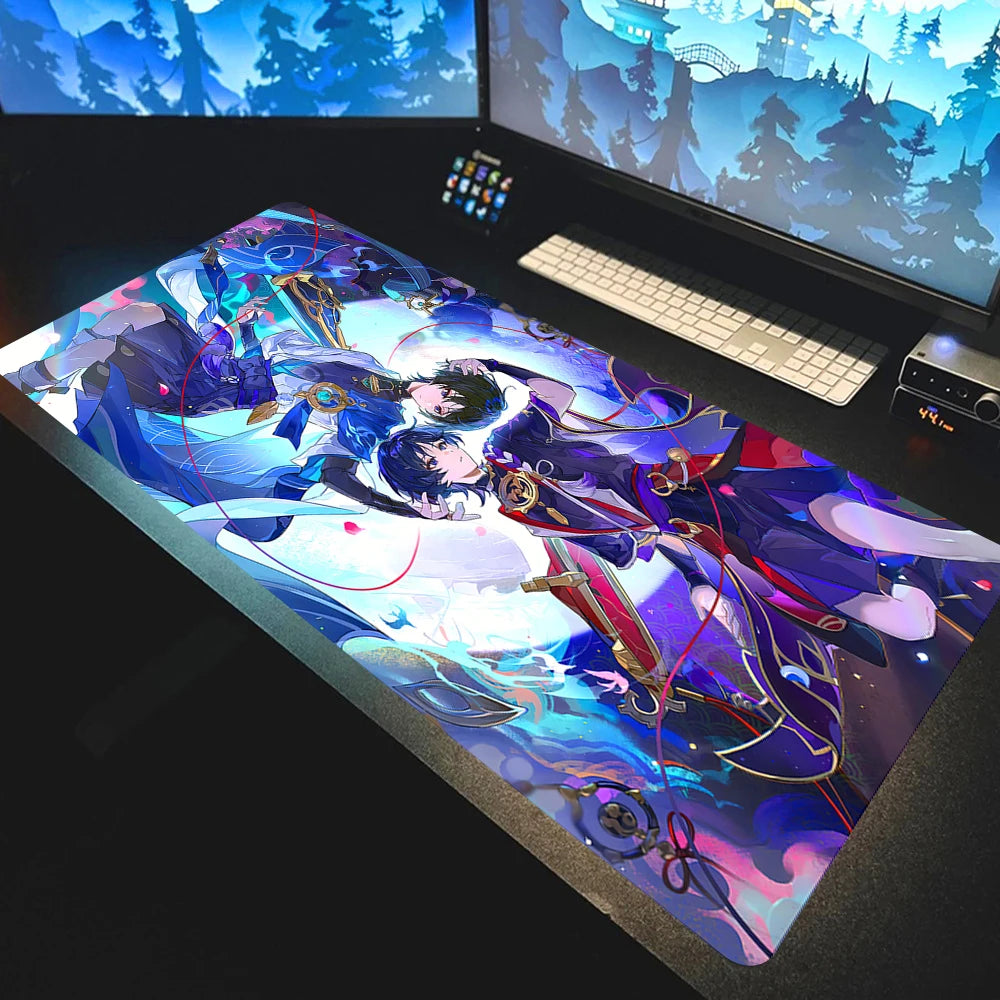 Anime Mousepad Genshin Impact Mouse Pads Gamer Mat Xxl Pc Accessories Desk Protector Keyboard Pads Computer Desks Gaming Mats