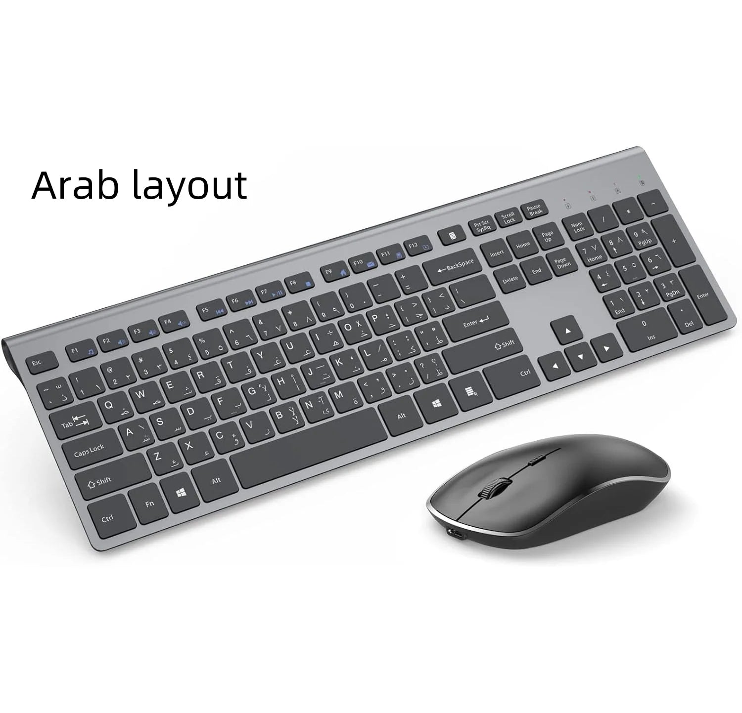 Wireless Keyboard and Mouse Combination, 2.4 Gigahertz Stable Connection Rechargeable Battery, UK/France/Korean/Spain/US Layout