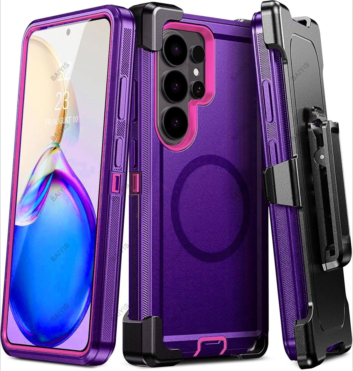 Military Armor OTT For Magsafe Charge Case For Samsung S26 Ultra S25 S24 S23 S22 Plus FE Edge Hard PC+TPU Clip Bracket  Cover