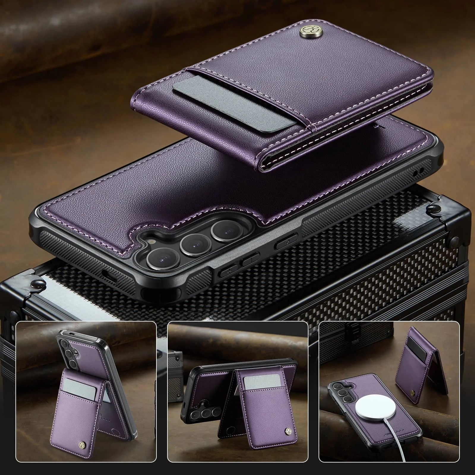 Magnetic 2 in 1 Detachable for Samsung Galaxy S25 S24 Ultra Wallet Case with Card Holder, Magnetic Flip Kickstand Credit Slots