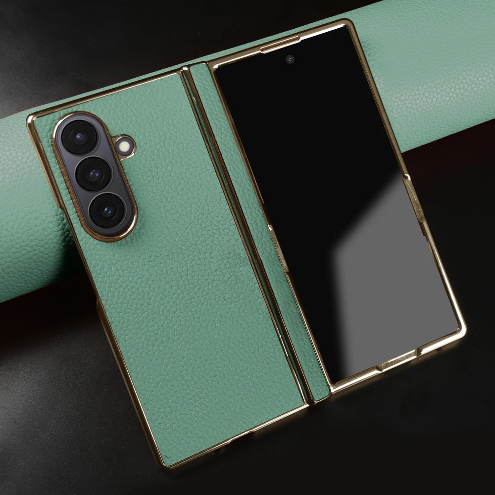 Genuine Leather Case For Samsung Galaxy Z Fold 7 6 5 4 3 fold4 fold3 Fold5 Fold6 Fold7 phone Cover Cases Fundas Coque Shell Capa