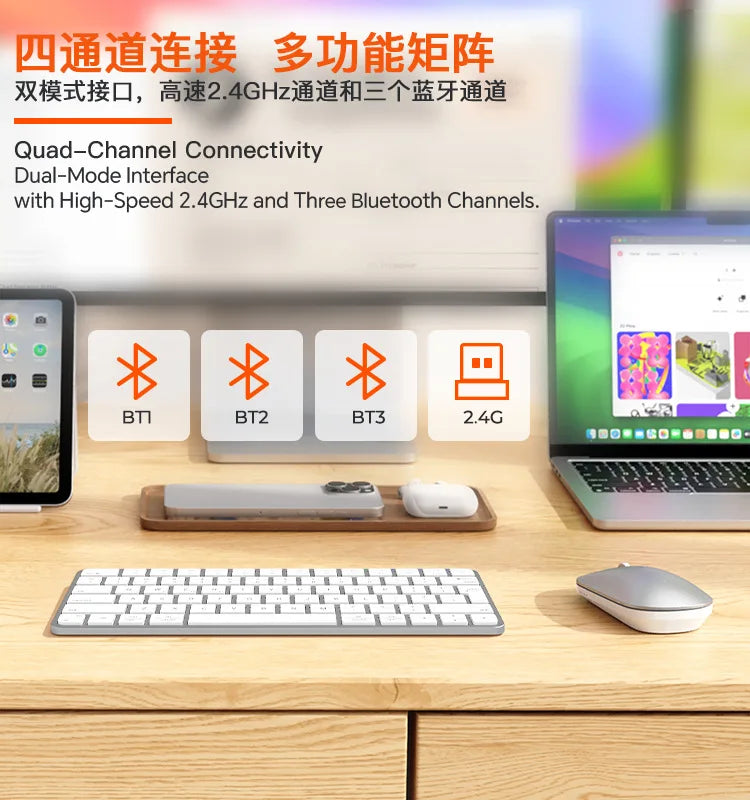 Meetion Ultra Thin Wireless Keyboard Mouse Rechargeable 2.4G USB Bluetooth Keyboard and Mouse Combo Silent Mini for Mac Tablet