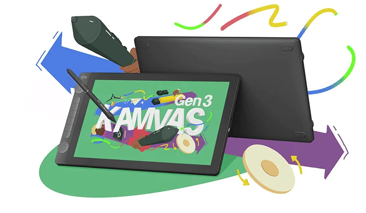 Huion Kamvas 16 (Gen 3) Graphics Tablet 15.8 Inch Display 2.5K QHD Screen with Dual Dials PenTech 4.0 Stylus 16K Levels Pressure