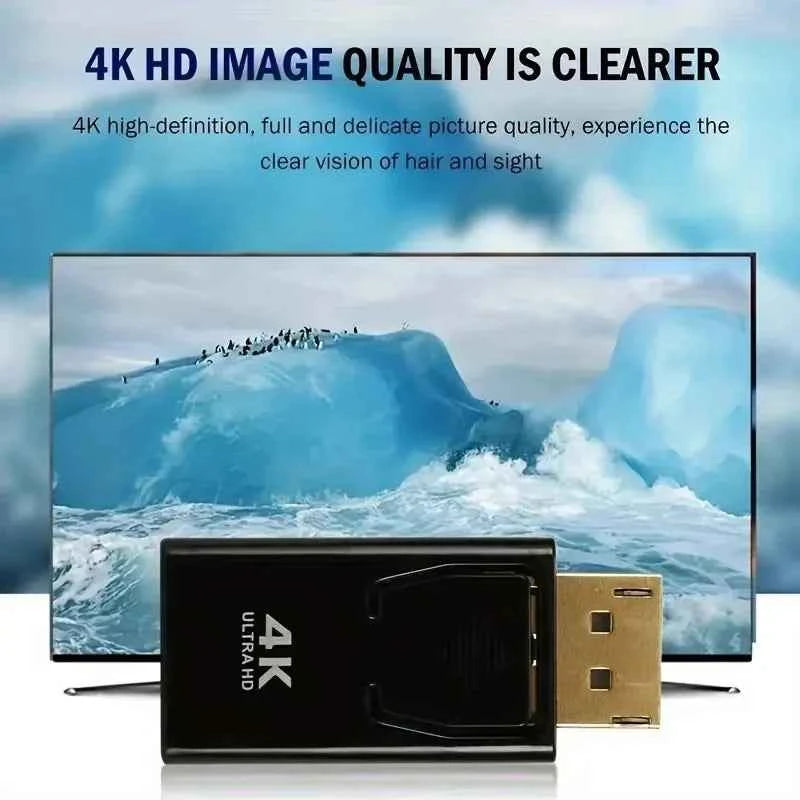 4K DisplayPort To HDMI Adapter DP To HDMI Converter Gold-Plated Connectors Audio Video Sync For PC Laptop PS5 Monitor