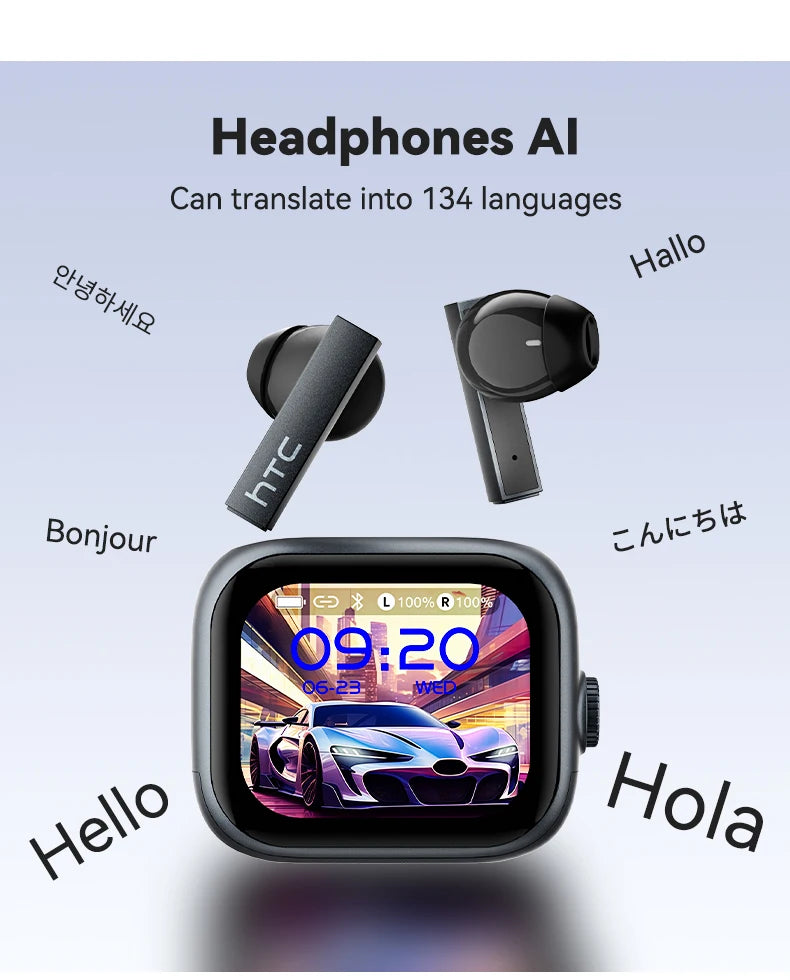 HTC NE40 TWS Wireless Earphones Bluetooth 6.0 ENC Noise Reduction Touch Control Earphones Touch Control Sports Headphones