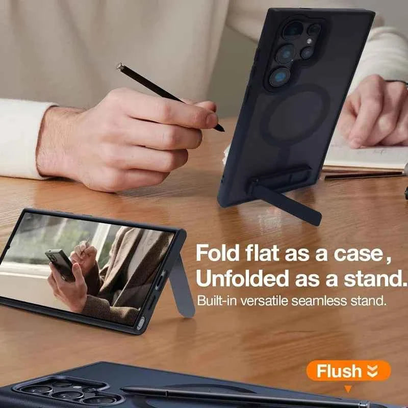 UYUXIO Magnetic Mobile Phone Case with Kickstand for Samsung Galaxy S26 S25 S24 S23 Ultra FE S22 Plus A16 A55 A56 Stand Cases