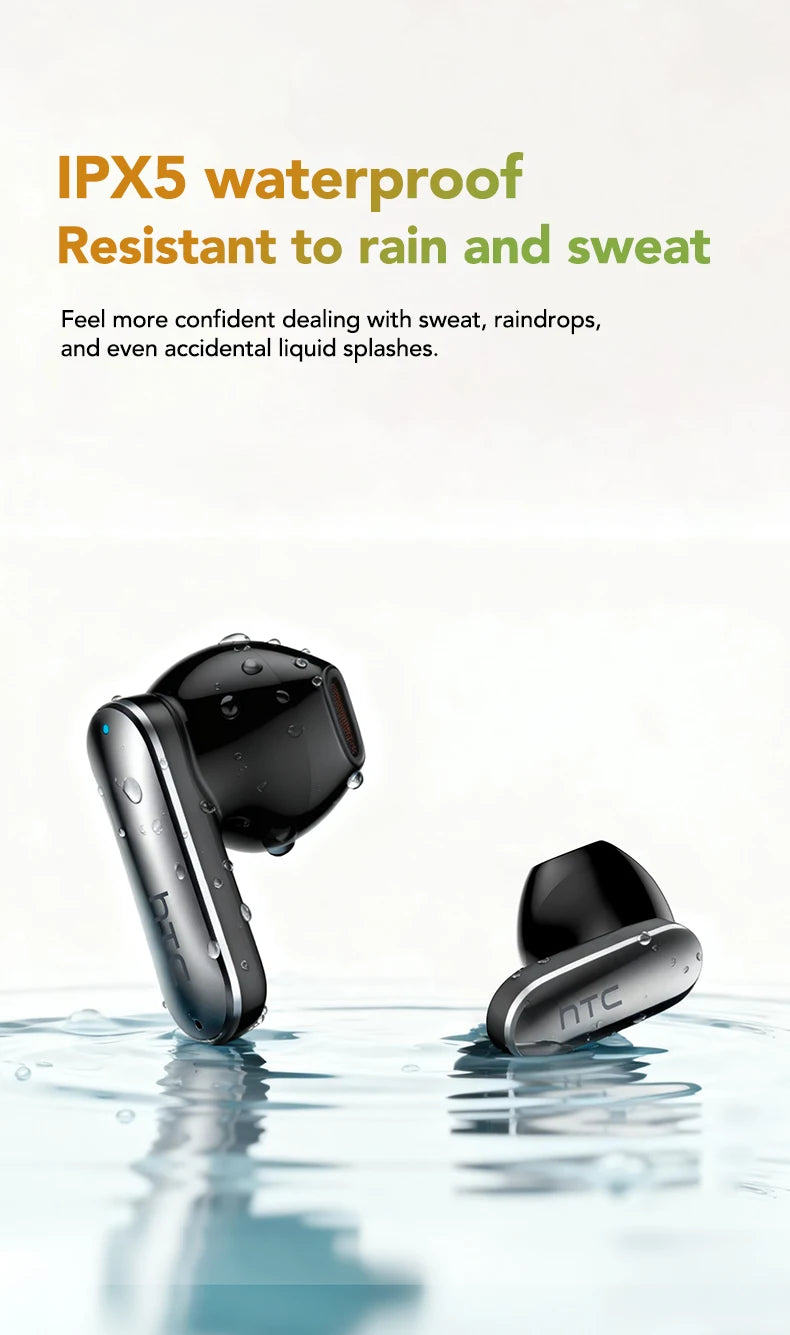 HTC NE48 Slider Headphones Wireless with a Colorful HD Display Touch Control In-Ear Bluetooth Earphones AI Translation Earbuds