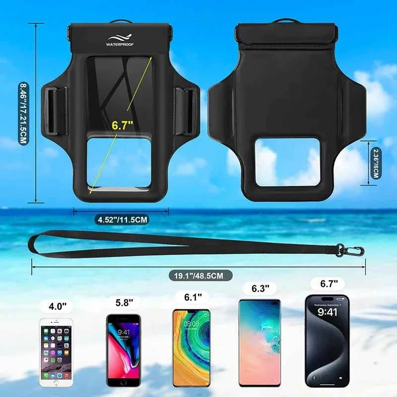 HAISSKY Armband Mobile Phone Waterproof Pouch For iPhone 17 16 15 14 13 12 Pro Max 15 Plus Swimming Surfing Diving Arm Phone Bag