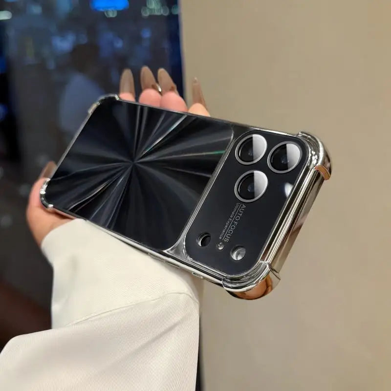 Luxury Plating CD Texture Laser Aesthetic Case For iPhone 17 Air 16 15 14 13 Pro Max Plus Dazzle Aurora Armor Shockproof Cover
