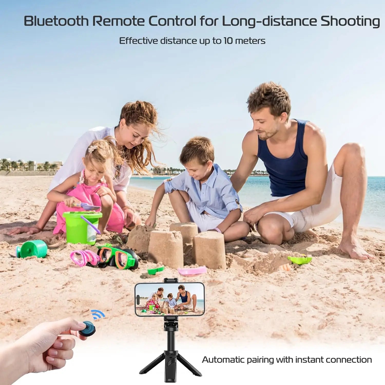 Ulanzi JJ02 Wireless Selfie Tripod With Bluetooth Remote Control Portable Foldable Monopod For Smart Phone Booster Handle Grip