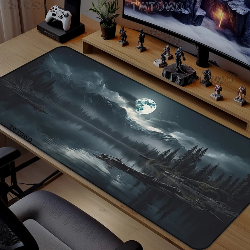 Black Moon Night Mouse Pad Gaming printon demand Custom Large HD Mousepad XXL keyboard pad Office Soft Carpet Table Mat Mice Pad