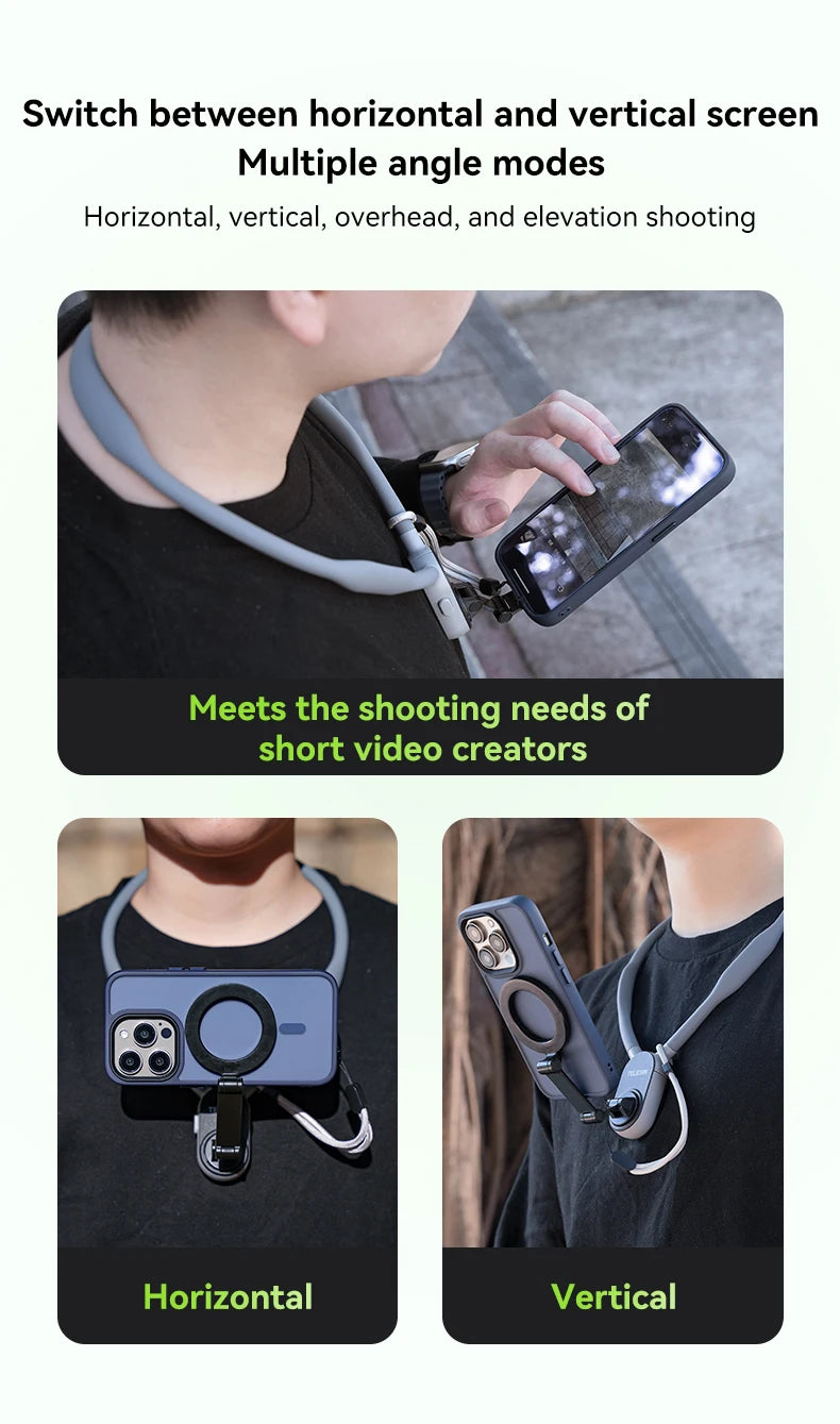 TELESIN Silicone Phone Magnetic Neck Mount Quick Release Hold for Iphone 17 16 15 14 13 SAMSUNG HUAWEI XIAOMI Phone Accessories