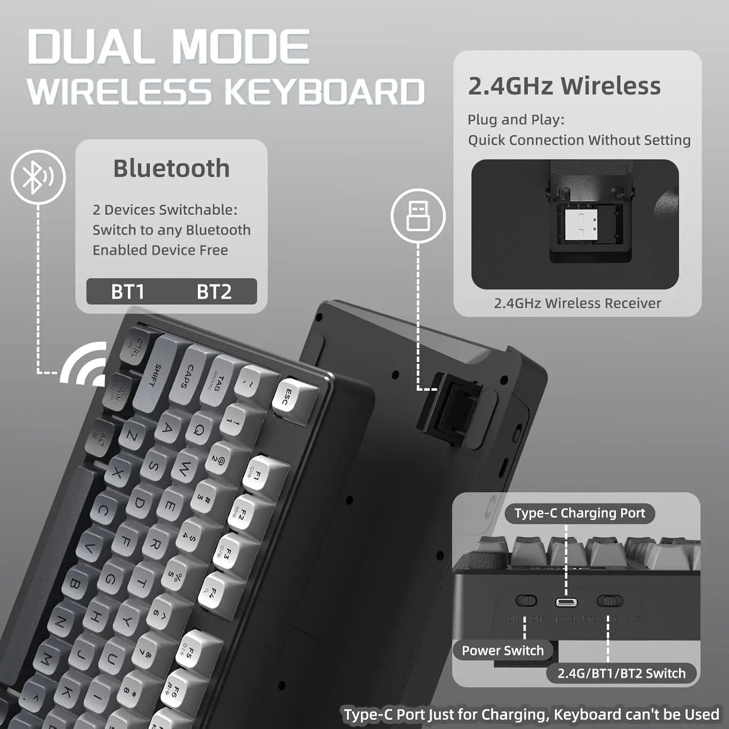 MAMBASNAKE x FREEWOLF M96 Wireless Gaming Keyboard Creamy Membrane with Rainbow Backlight
