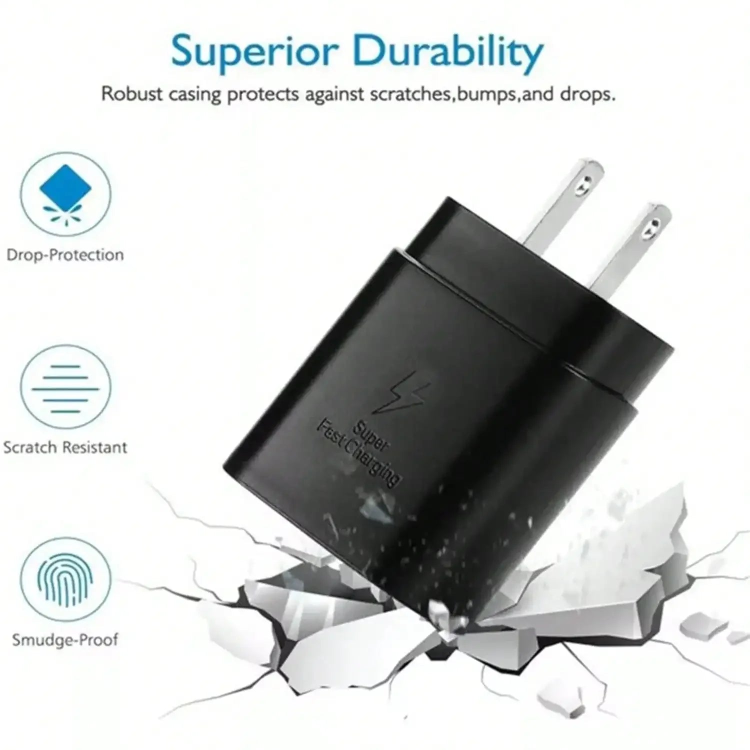 25W USB-C Fast Charging Wall Charger Adapter Compatible with Samsung Galaxy & iPhone Series Smartphones and Tablets