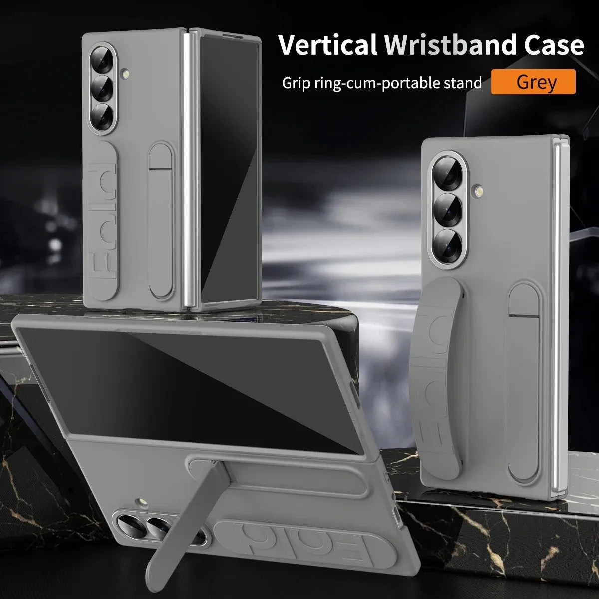 Luxury Wristband Invisible Bracket Case for Samsung Galaxy Z Fold 6 5 4 3 7 fold6 Hand Wrist Strap Folding Stand Silicone Cover
