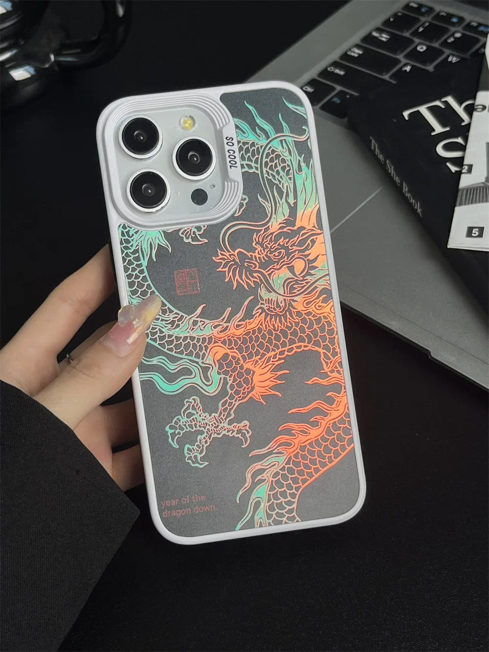 Luxury Fad Luminous Dragon Pattern Phone Case for iPhone 16 Pro Max 15 14 13 12 11 Shockproof Anti-Drop Glow in The Dark Cover