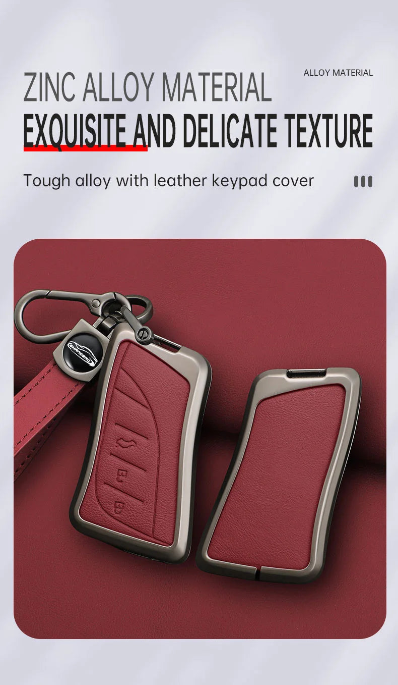 Car Zinc Alloy Leather Key Case Cover Chain For Lexus NX ES UX US RC LX IS 250h RX 350h LS 450h 260h 300h UX200 LM350H LM500H
