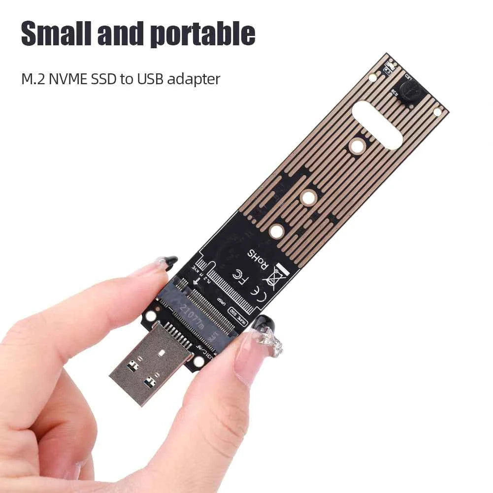 M.2 SSD SATA/NVMe To USB 3.1 Adapter B+M Key/M Key M2 To USB3.1 SSD Riser Card Hard Disk Box Adapter for 2230/2242/2260/2280 SSD