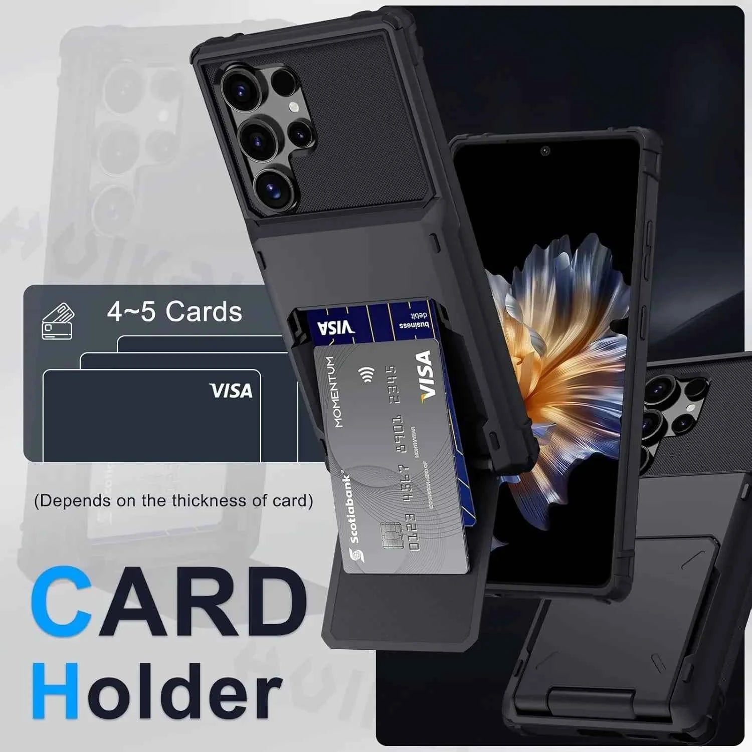 For Samsung Galaxy S26 Ultra S25 S24 S23 S25 FE A17 A56 A37 Card Holder Case Heavy Duty Wallet Hidden Flip Slot Protective Cover