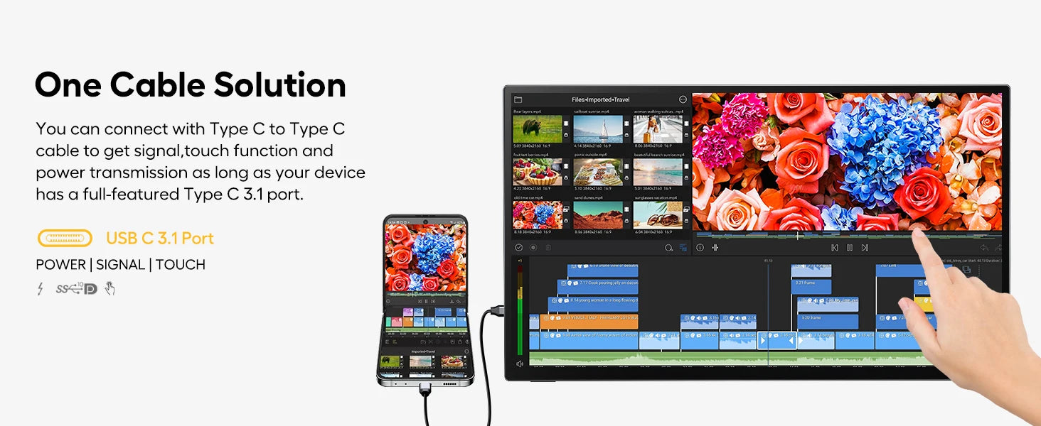 UPERFECT Touchscreen 18.5' 120Hz Portable Monitor 1080P 100% SRGB IPS External Touch Gaming Display for Desktop Laptop Mini PC