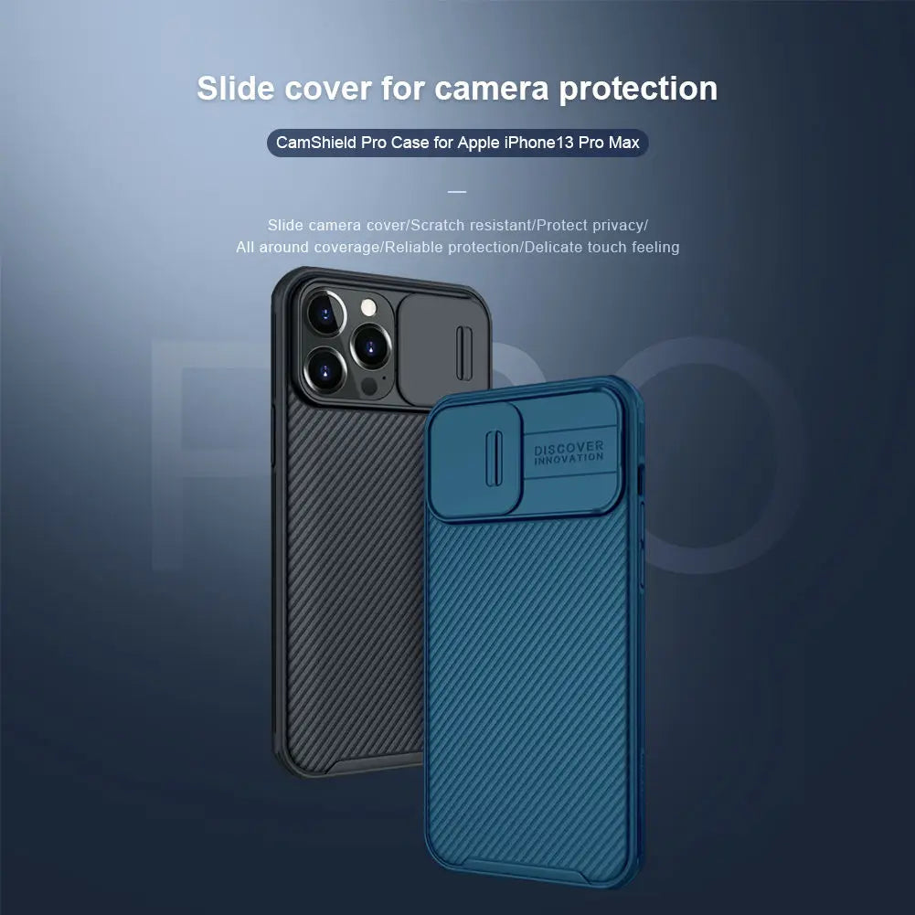 for iPhone 13 Pro Max Camshield Phone Case,NILLKIN Camera Protection Slide Protect Cover Lens Protection Case