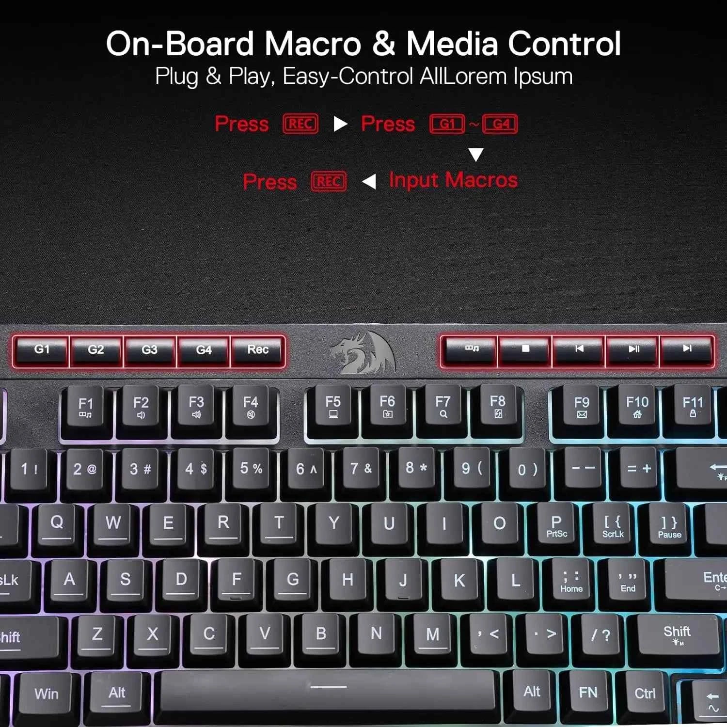 Redragon K515 Shiva RGB Membrane Gaming 98 Keys Mechanical Detachable Wrist Rest Smooth Linear Switch Keyboard