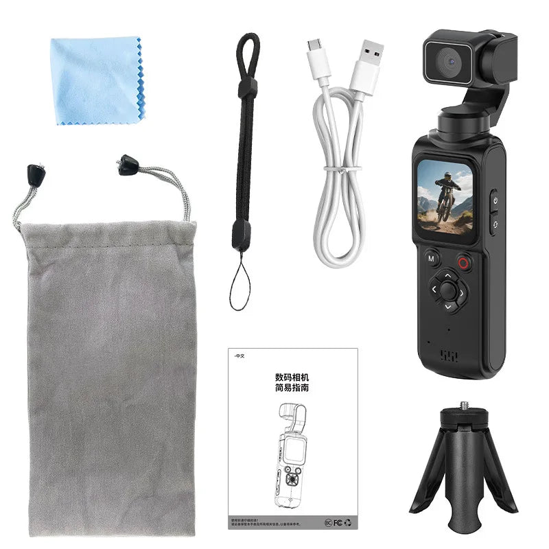 4K Vlog Pocket Gimbal Camera with 330° Face Tracking, 18x Zoom, WiFi, 2400mAh Battery–Handheld Stabilizer for YouTube,TikTok
