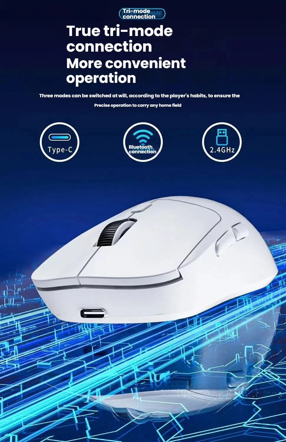 New M348 Wireless Bluetooth Lightweight Esports Game Mouse 6400DPI Mobile Battery Long Battery Life 2.4GHz Wireless Receiver