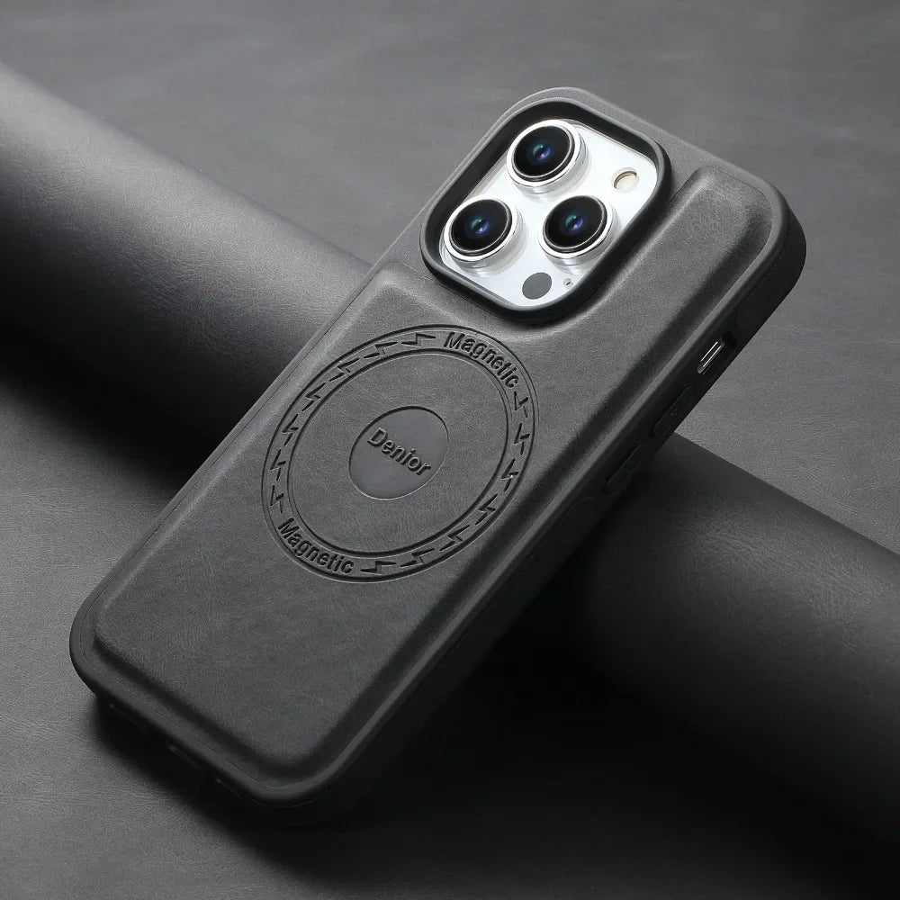 Magnetic Case for iPhone 16 15 14 13 12 Pro Max Plus Vintage Leather Cover for Magsafe Anti-konck Soft Shell iP16 Phone ./\';p