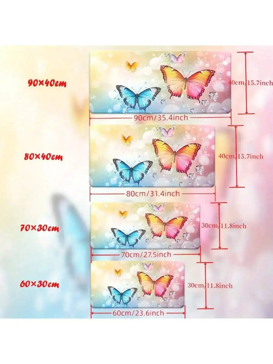 Vibrant Butterfly HD Printed Mousepad Soft Rubber Desk Mat For Gaming Office