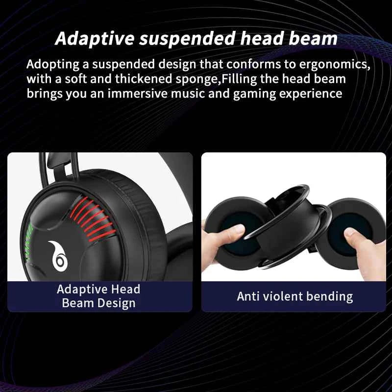 LDON L523 Professional Wired Gaming Headset with Microphone LED and USB plug Suitable for Multiple Devices Laptop Desktop