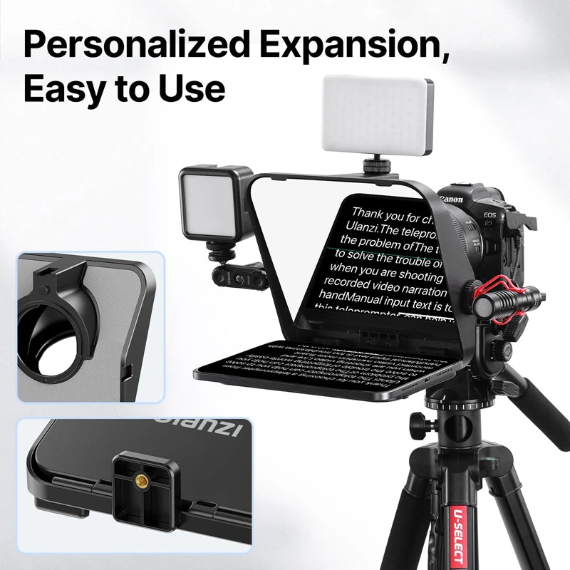 Ulanzi RT02 Teleprompter Portable Mini Collapsible Prompter for Tablets DSLR Laptop Camera Phone Live Streaming Video Recording