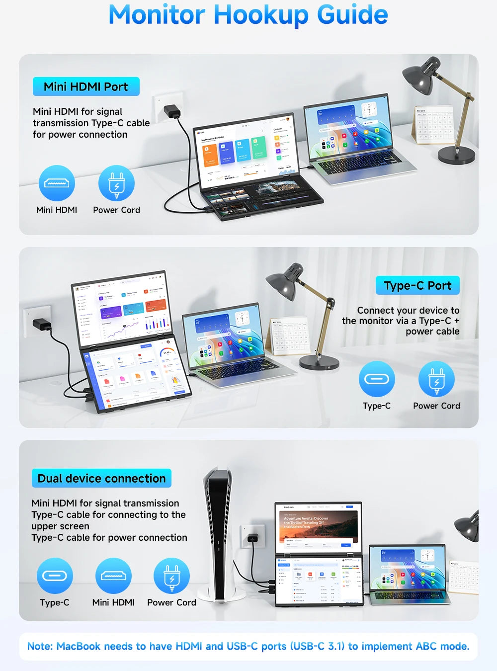 Triple Laptop Screen Extender 15.6