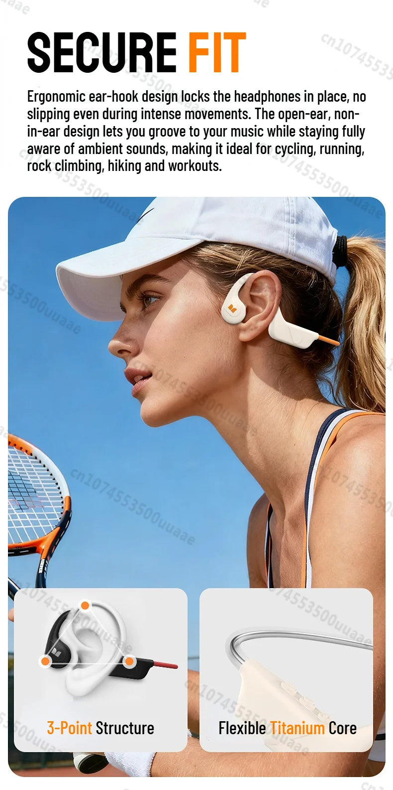 Monster XB01 Bone Conduction Bluetooth 6.0 Headphone HiFi Stereo Wireless Earphones IP56 Dust/Water Resistance Sports Earhook