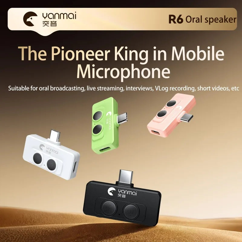 Portable Wireless Lavalier Lapel Microphone Dual-Microphone Plug and Play Mobile Phone Mic AI Noise Reduction for Vlog Live