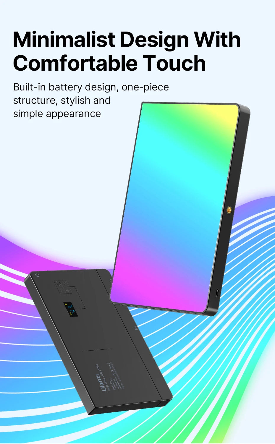 Ulanzi LT003 LED Video Light RGB Panel Light 2500-9000K CRI 95+ 8000mAh Fill Light for Live-streaming Video Tiktok Youtube
