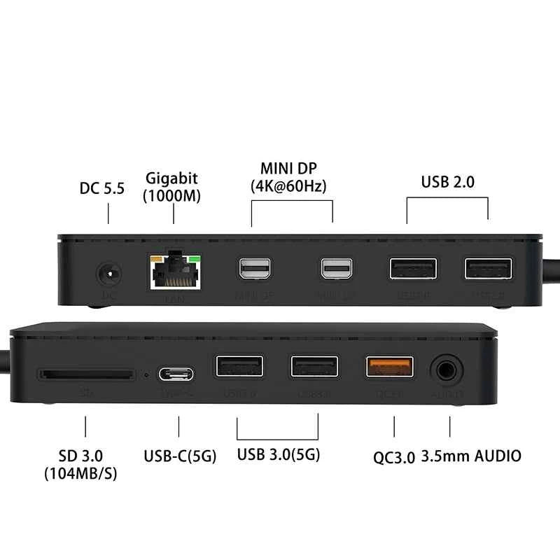 12 in 1 Surface Multi-function docking station Type-c converter usb hub computer expansion dock card reading Splitter Extender