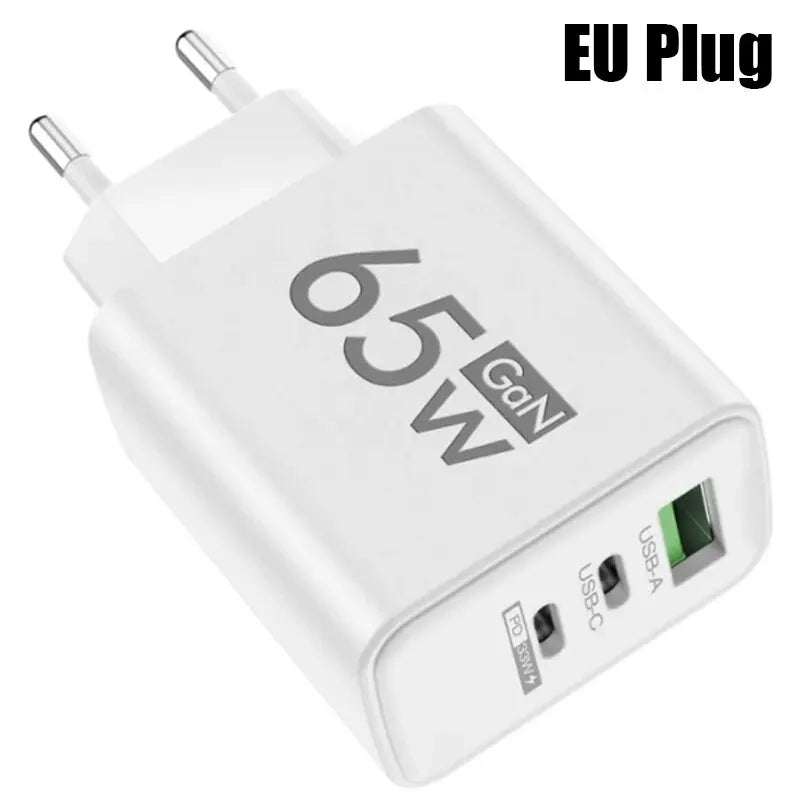 New 65W Fast Charging USB Type-C Charger US EU Plug USB PD Quick Charge 3.0 Travel Wall Phone Charger Adapter For iPhone Samsung