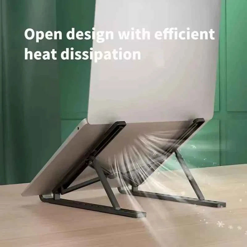 Foldable Laptop Stand Adjustable Portable Folding Stand ABS Plastic Base Supports Various Laptop Computer 10 Level Adjustable Height