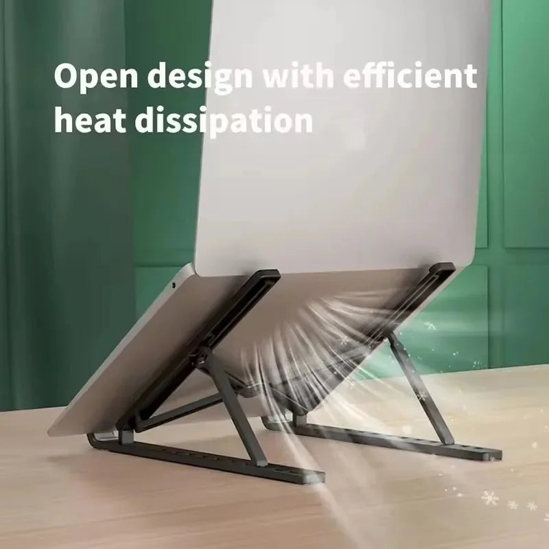 Foldable Laptop Stand Adjustable Portable Folding Stand ABS Plastic Base Supports Various Laptop Computer 10 Level Adjustable Height