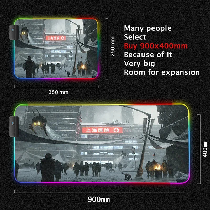 RGB Led Backlight Mouse Pad Cool Cyberpunk Gaming Accessories Carpets Large Mause Pad Gamer XL Neon Desk Mat Rug Mouse Mat