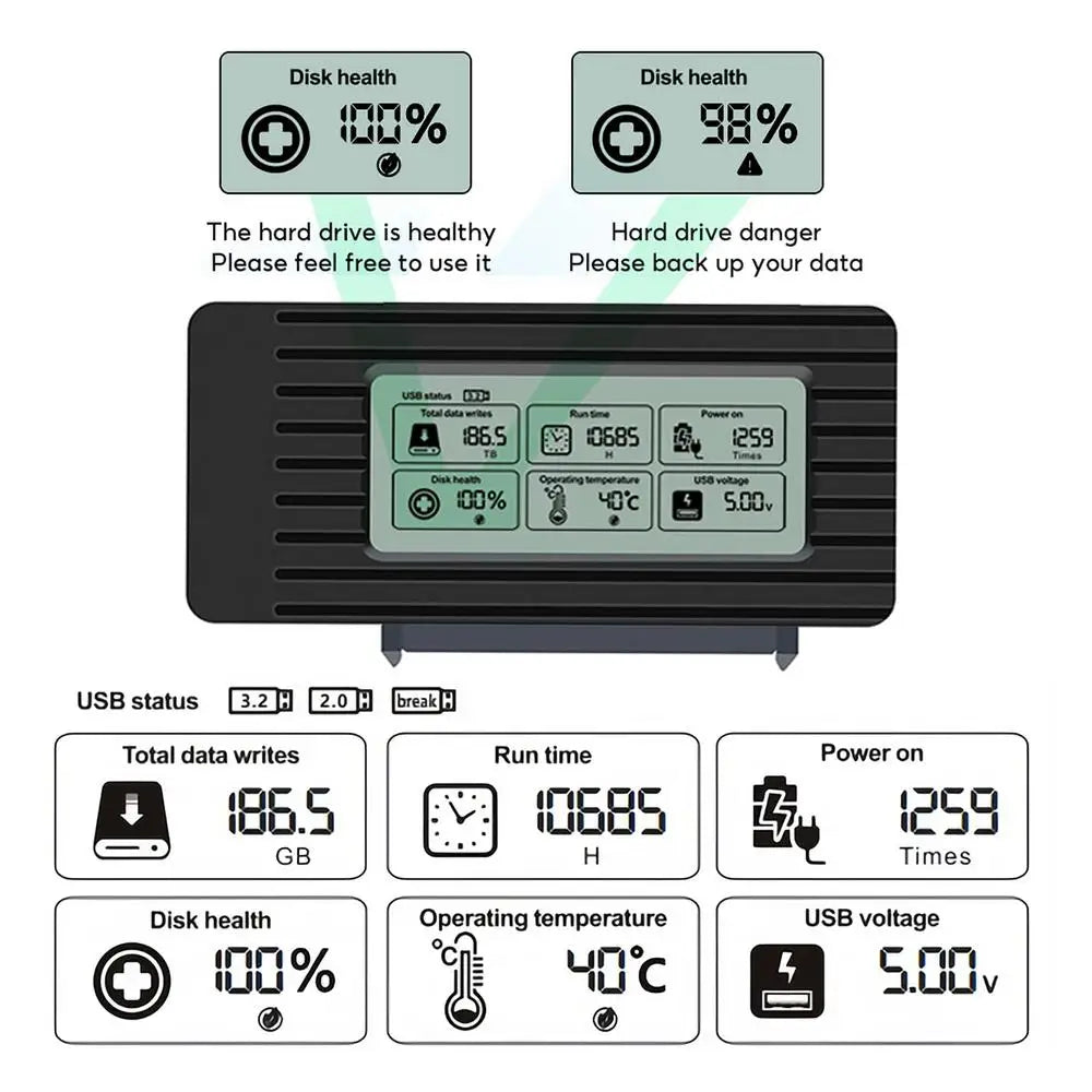 Hard Drive Recovery Kit External Hard Drive Reader Hard Drive Recovery Tool USB Hard Drive Adapter For Laptops Tablets Desktops
