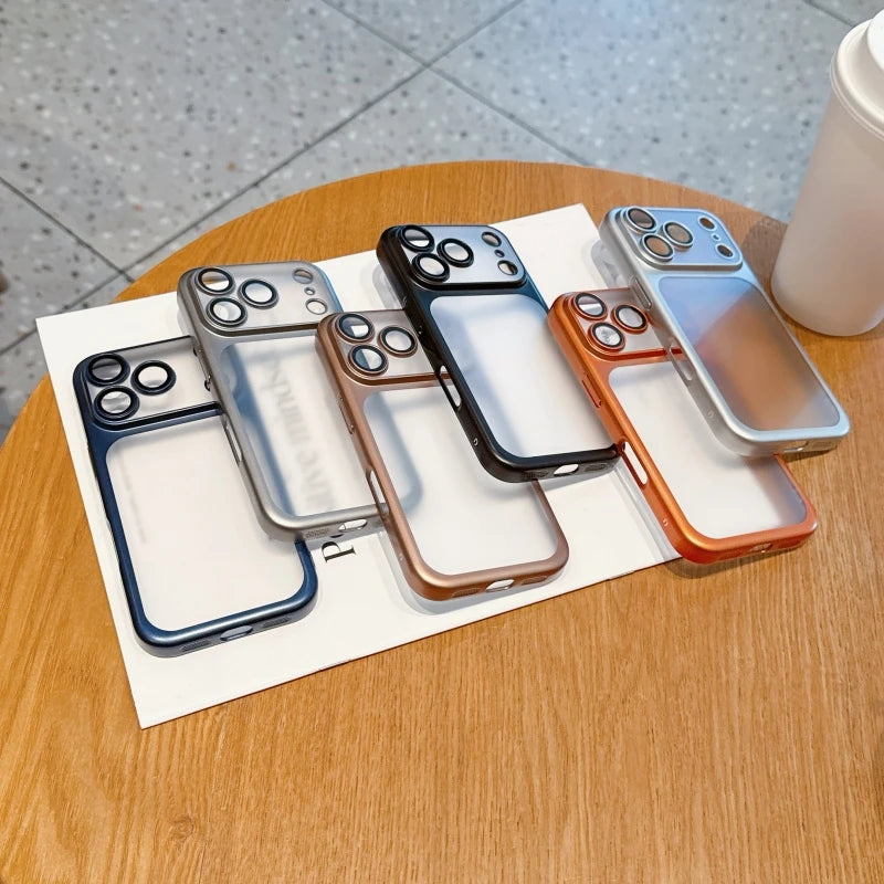 Phone Case - Full-Coverage Matte PC Case with Electroplated Finish for iPhone 17 17 Air 16 Pro 15 Pro Max Earthquake-resistant