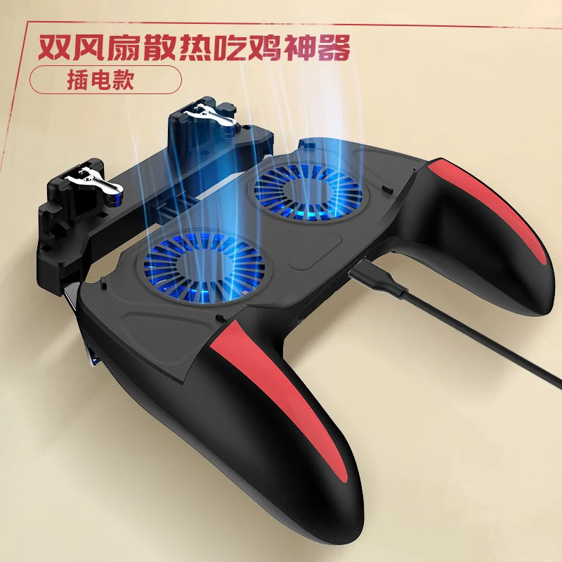 H10 Gaming Handheld Grip Game Controller Joystick Gamepad For Pubg Trigger Cooling Fan Cooler Phone 5000mAh battery/USB powered