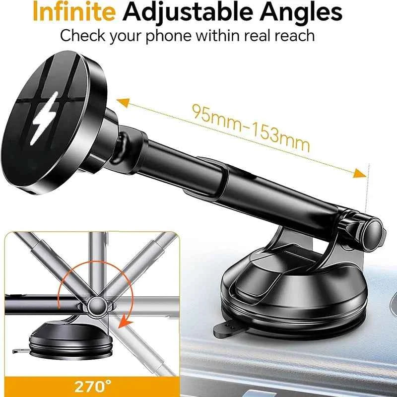 UYUXIO Magnetic Wireless Car Phone Charger Adapter 15W Fast Charging Windshield Dashboard Car Phone Holder for iPhone Samsung