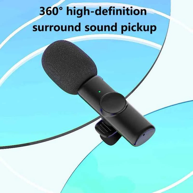 New Portable Wireless Lavalier Microphone Audio Video Recording Mini Microphone for iPhone Laptop Android Live Gaming Mic
