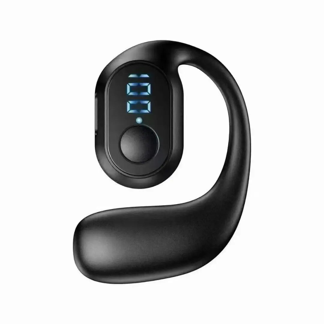 Wireless Bluetooth 5.3 Bone Conduction Headphones Open Ear Earbuds, Sports Ear Hook Headset with LED Power Display, Touch Contro
