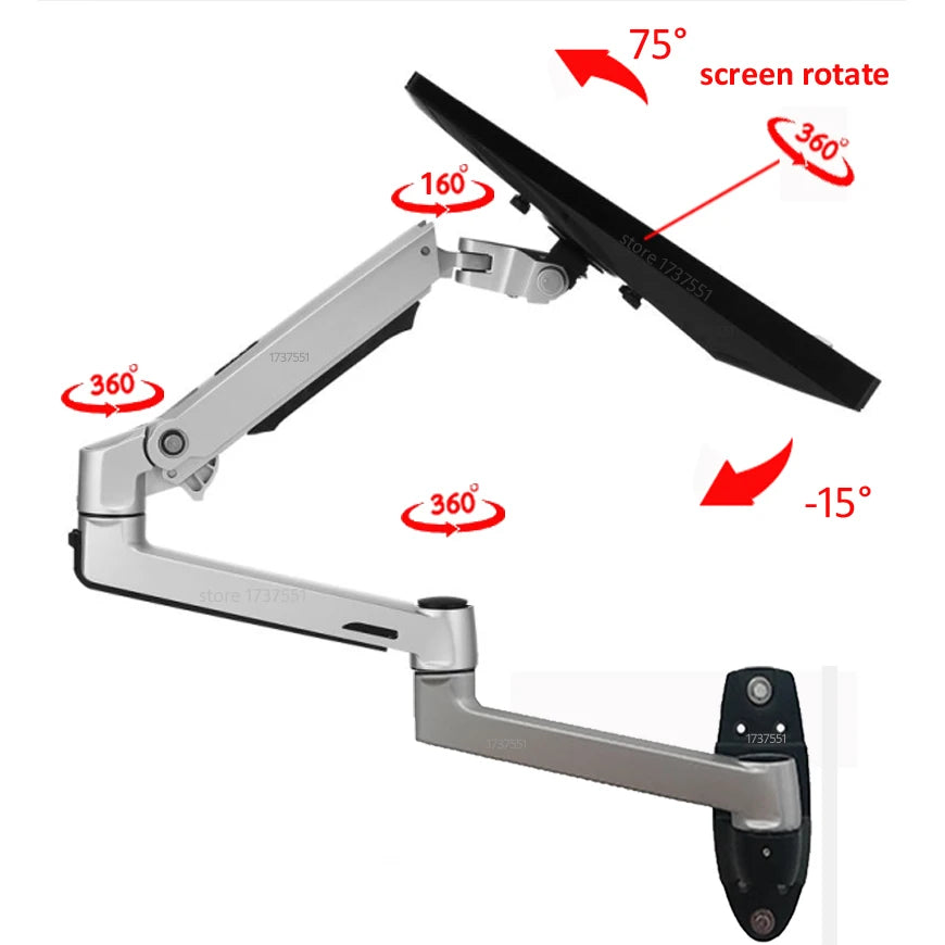DL-7013 17-32' Mechanical Spring Aluminum Steel LCD Monitor Mount TV Wall Bracket Mount Long Arm 840mm 2-10kg VESA 100x100